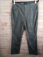 TALBOTS High Waist Straight Leg Pants Womens 12 Gray Stretch Velveteen Luxe City