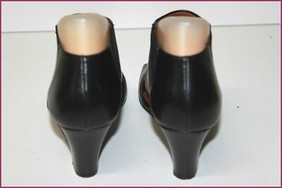 Escarpins Zara En Cuir Noir Ajouré - Taille 39 - Talons Compensés - Occasion Très Bon État