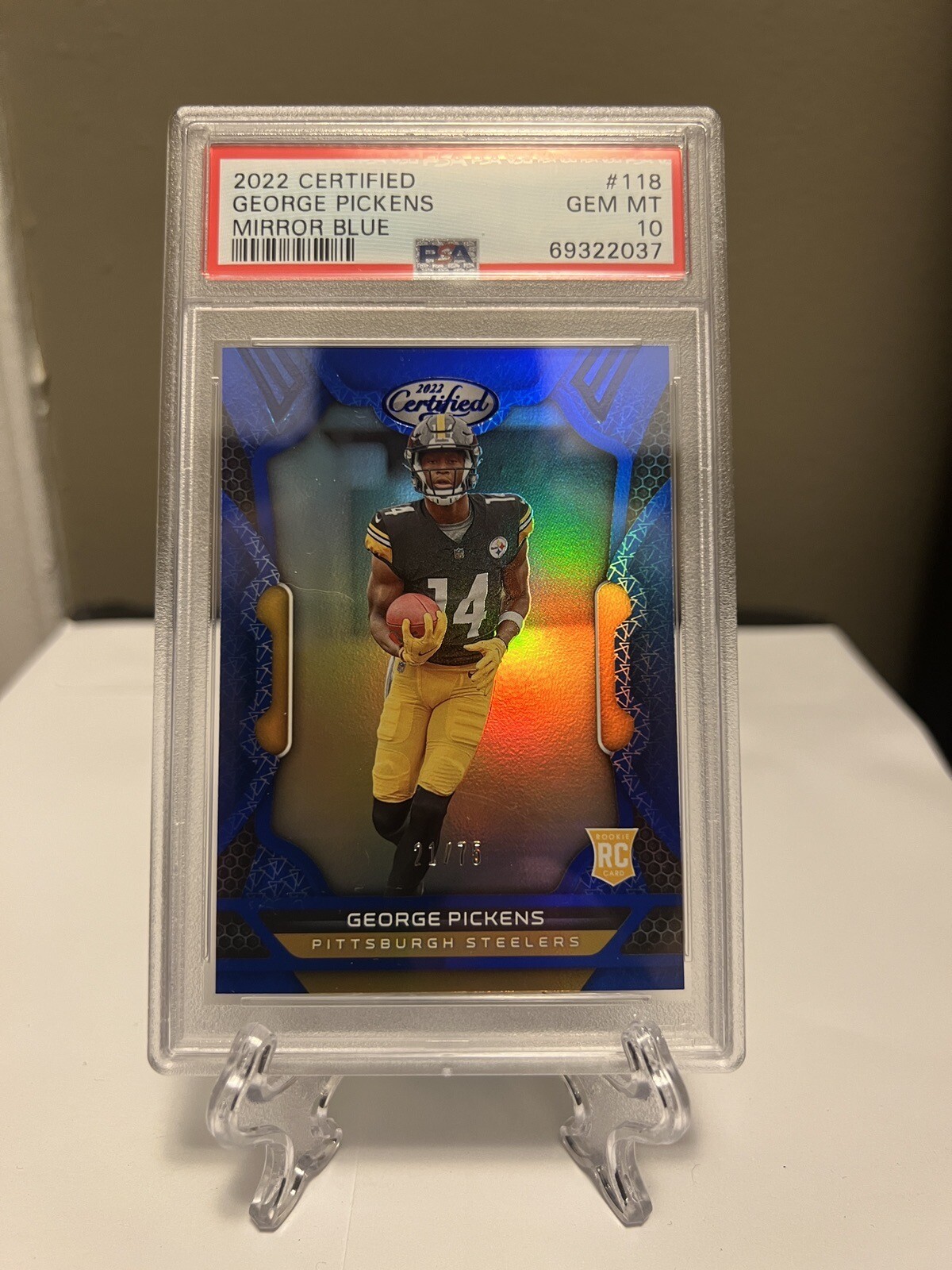 2022 Certified GEORGE PICKENS RC Mirror Blue PSA 10 Pop 1 21/75 Rookie Steelers