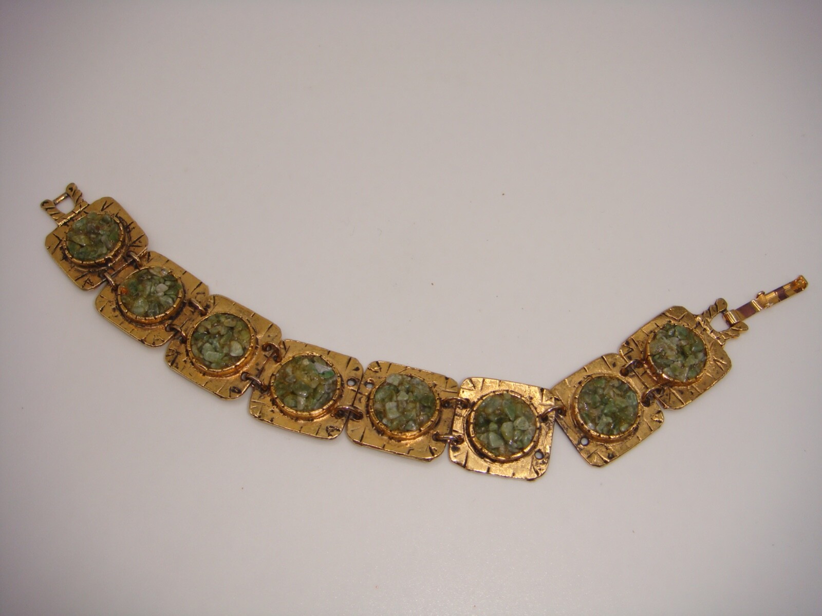 VINTAGE SIGNED SOLID COPPER GOLD TONE MULTI PANEL… - image 1