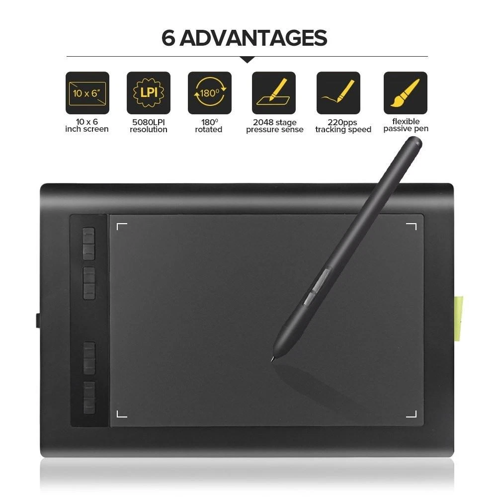 Tablette graphique Portable avec tablette de dessin passive stylo