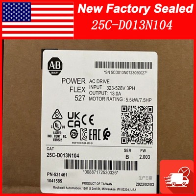 NEW Unopened Allen Bradley Powerflex 527 25C-D013N104 7.5HP Free Shipping