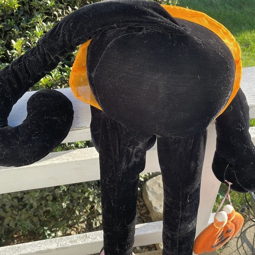 Vtg 52” Halloween Black Cat Porch Sitter Stuffed Plush Trick R Treat Greeter BIG - Picture 11 of 12