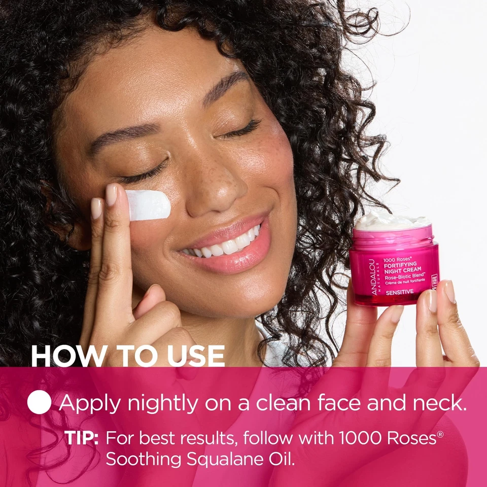 Andalou Naturals 1000 Roses Fortifying Night Cream Moisturizer for Sensitive ... - Image 4 of 4