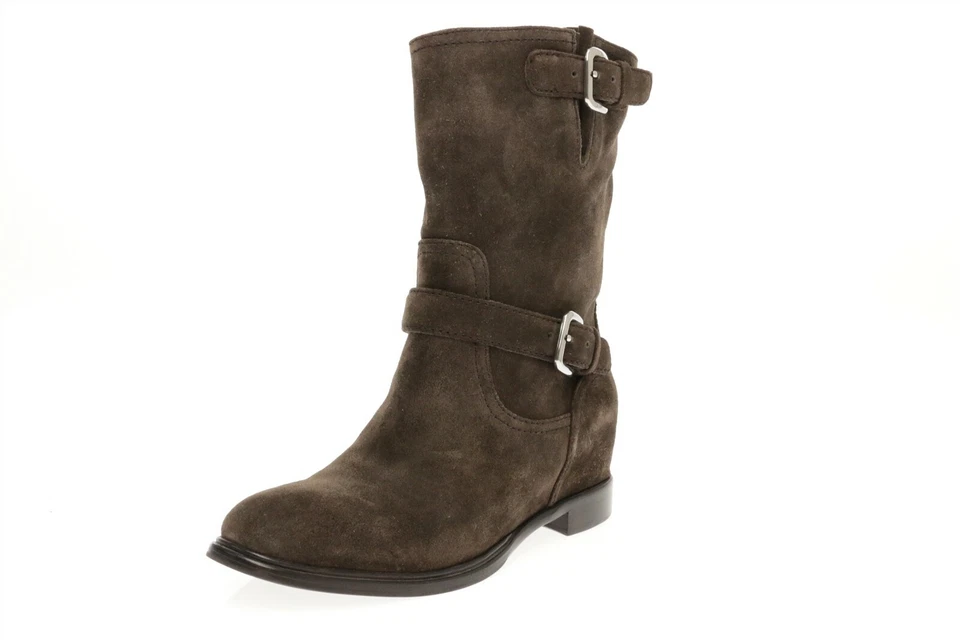 Womens Prada Dark Brown Suede Urban Slouchy With Buckle Boots Size 36.5 NEW - Image 2 of 4