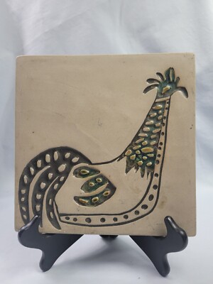 Vtg Bennington Vermont Potters Design #1534 Tiles Trivets Chickens 1960s.     33