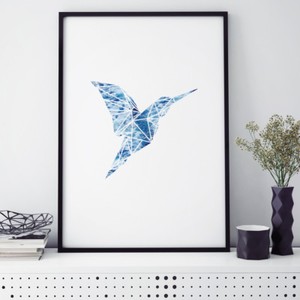 Details Zu Juniwords Poster Mit Rahmen Origami Kolibri Geschenk Geburtstag Tiere Natur