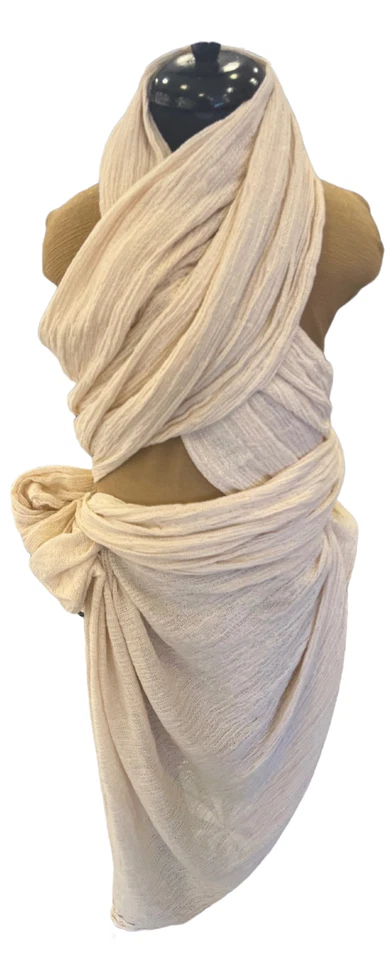 Mesh Cotton Softened Organic Fabric, Ecru White - Undyed, By 2 Meters. - Image 2 of 4