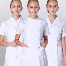 Scrub Uniforms Dress Robe Nursing Jacket Full Length Poly Cotton Work Uniform