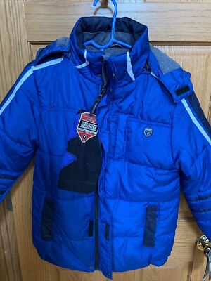 Winter Jacket Boys NWT PROTECTION SYSTEM BUBBLE Size 10/12 ULTRAMARINE BLUE &hat