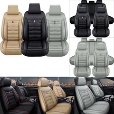 Luxury Leather Car Seat Cover 5 Seats Full Set Front Rear Back Cushion SUV Truck
