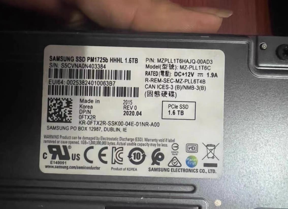 SAMSUNG PM1725B NVME SSD PCIE HHHL AIC MZPLL1T6HAJQ