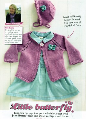 ~ Baby-Strickmuster zum Ausziehen für hübsche Cardigan & Mütze mit Picot-Rand ~ 0 ~ 3 Jahre