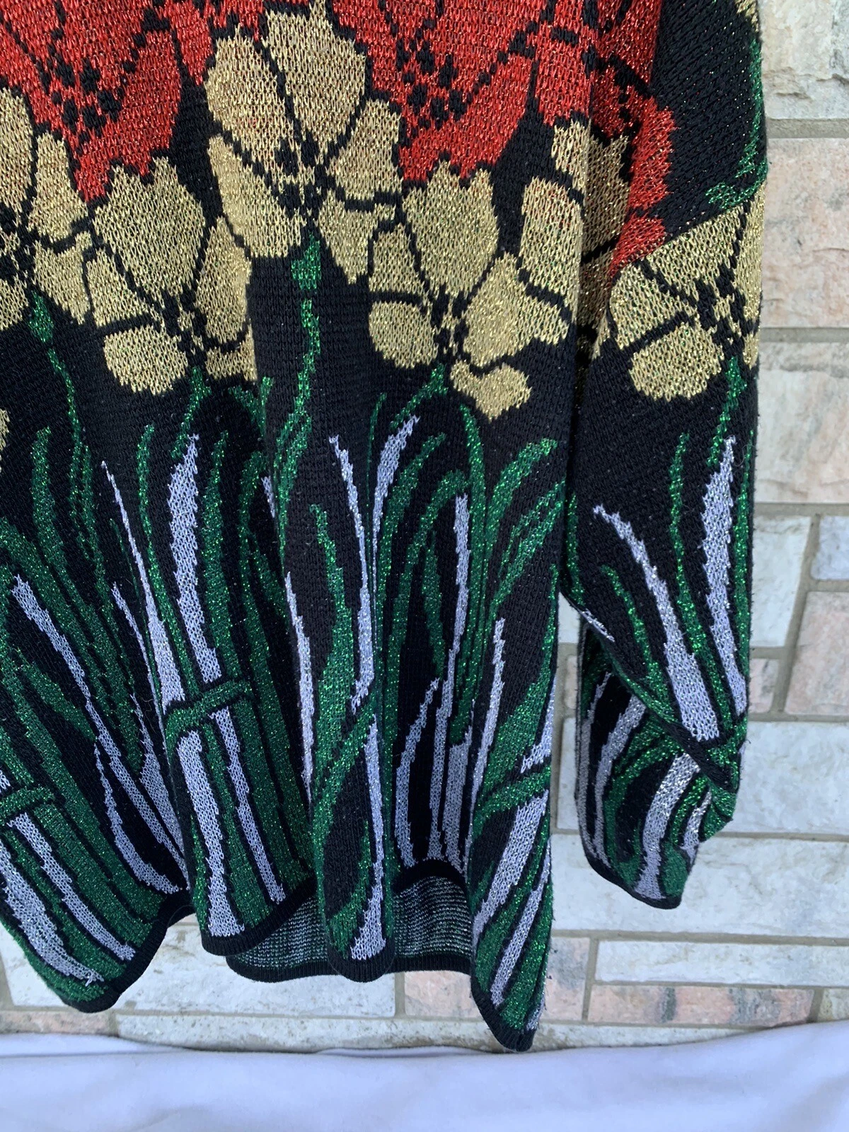 Nutcracker Ugly Christmas Sweater Floral Womens Plus size 2x Sparkly Lurex