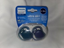 2 Pack Philips Avent BPA Free Pacifier 6-18 M Green Purple Ultra Air