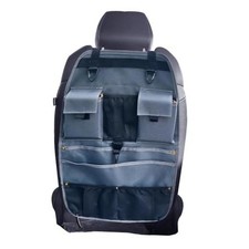 Car Seat Back Organizer with Multiple Storage Pockets, Black Mesh and grey
