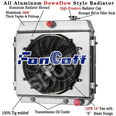 4 Row Radiator&Shroud Fan For Chevy Bel Air/Nomad/Del Ray/150 210 3.8L 1955~1957