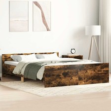 Modern Wooden Double Size 135cm Bed Frame Base With Headboard & Footboard Wood