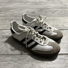 Adidas Samba Shoes Youth Size 1Y White Black Classic Leather Gum Sole Sneakers