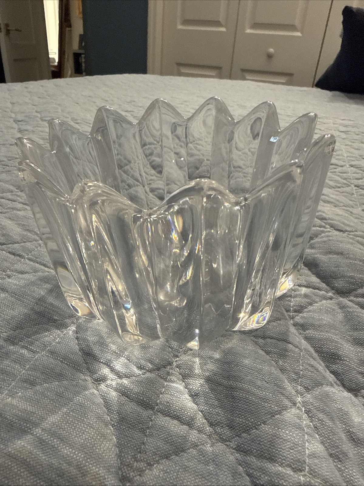 Orrefors Crystal Sweden 12 Point Crystal Bowl