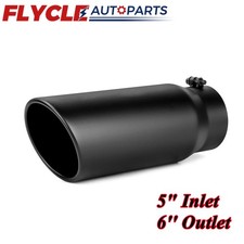 5 Inlet 6 Outlet 15 Long Black Stainless Steel Rolled Edge Diesel Exhaust Tip