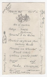 YMCA Menu Card, with signatures, France, 1916