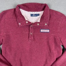 Vineyard Vines Womens L Maroon 1/4 Snap Harbor Fleece Sherpa Lined Pullover