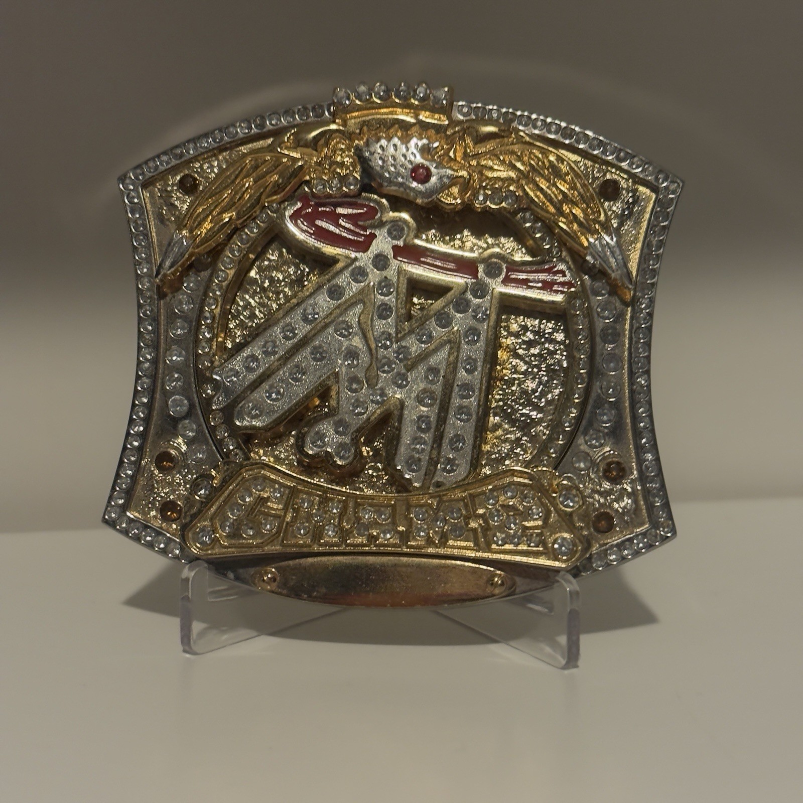 SUPER RARE WWE Belt Buckle REPLICA Spinner Belt (2006) WWE Logo Spins In Middle