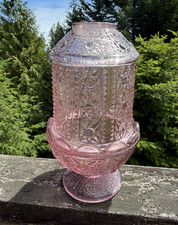 Park Hill Pink Pressed Glass Fairy Lamp Light Candle Holder Pink Glass