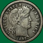 New Listing1897 Barber Dime Choice Very Fine VF+ Coin #39885