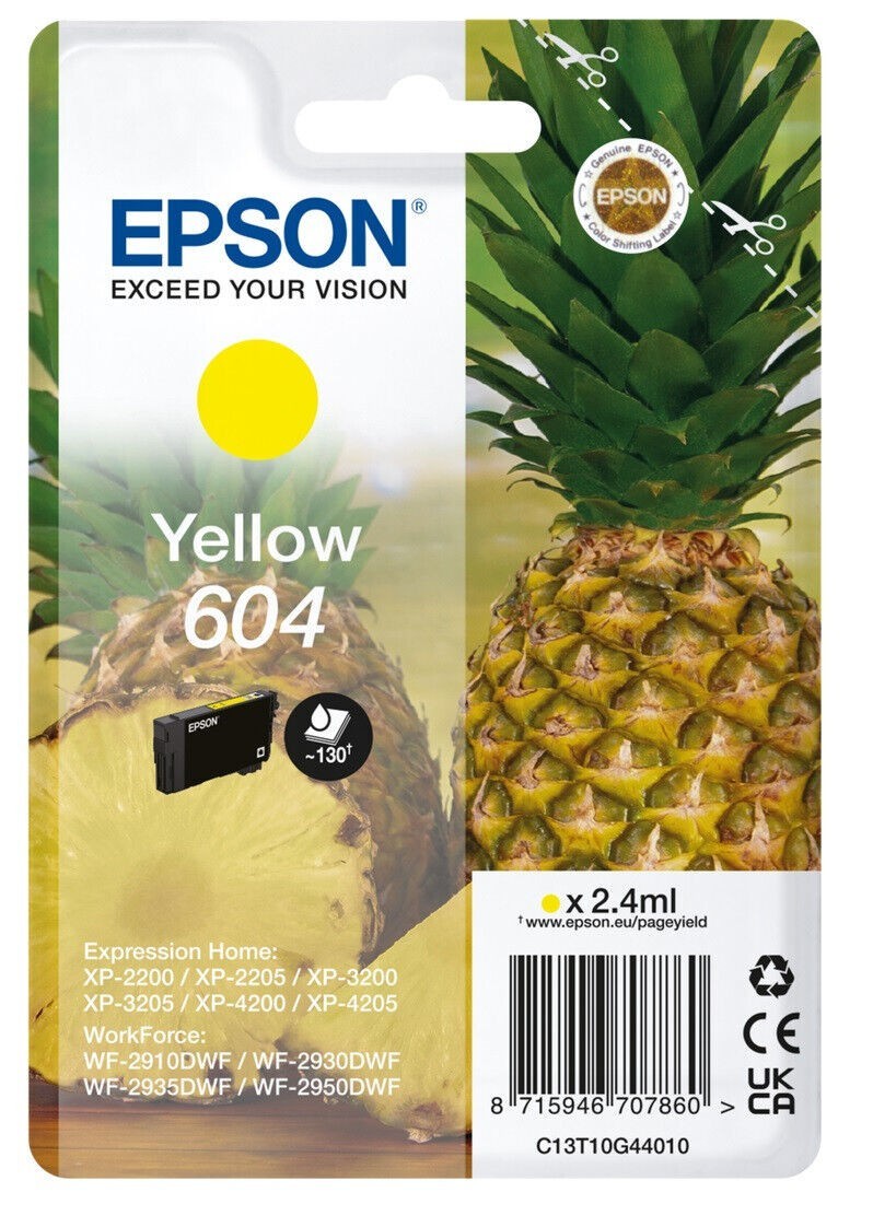 Epson 604 Pineapple Yellow Ink Cartridge XP-2200 XP-2205 XP-3200 XP-3205, T10G4