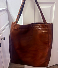 Brown Solid Women s Tote Shoulder Bag with Outer Pocket Stitching Accents