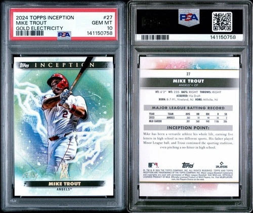 2024 Topps Inception Mike Trout #27 Gold Electricity /50 PSA 10