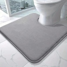 U-Shaped Toilet Mat Memory Foam Bath Non-Slip Mats Floor Coral Fleece Carpet Rug