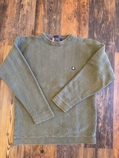 Vintage Chaps Ralph Lauren Men's Sweater Green HandFramed Knit Pullover Size M