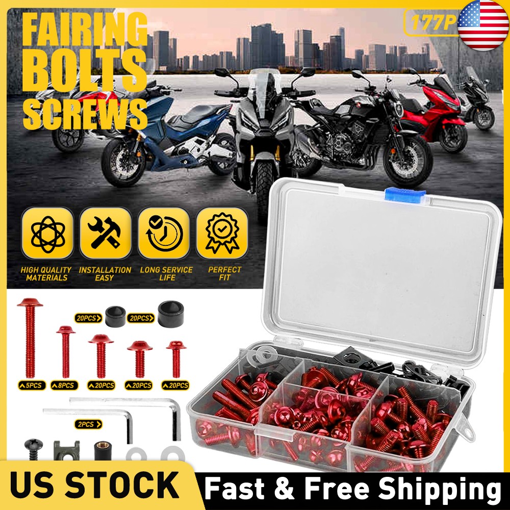 Complete Fairing Bolt Screws Kit For Kawasaki Ninja ZX6R 7R ZX9R ZX12R Red EA