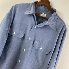 Vintage JC Penney Big Mac Chambray Blue Shirt Blue XL Button Down Long Sleeve