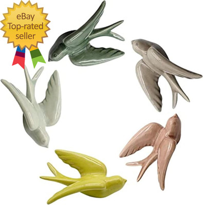 Ceramic Hanging Swallows Sparrow Birds Wall Decor Decoration 3D European