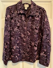 Beautiful COLDWATER CREEK Purple Floral Jacket Women  s Size Large