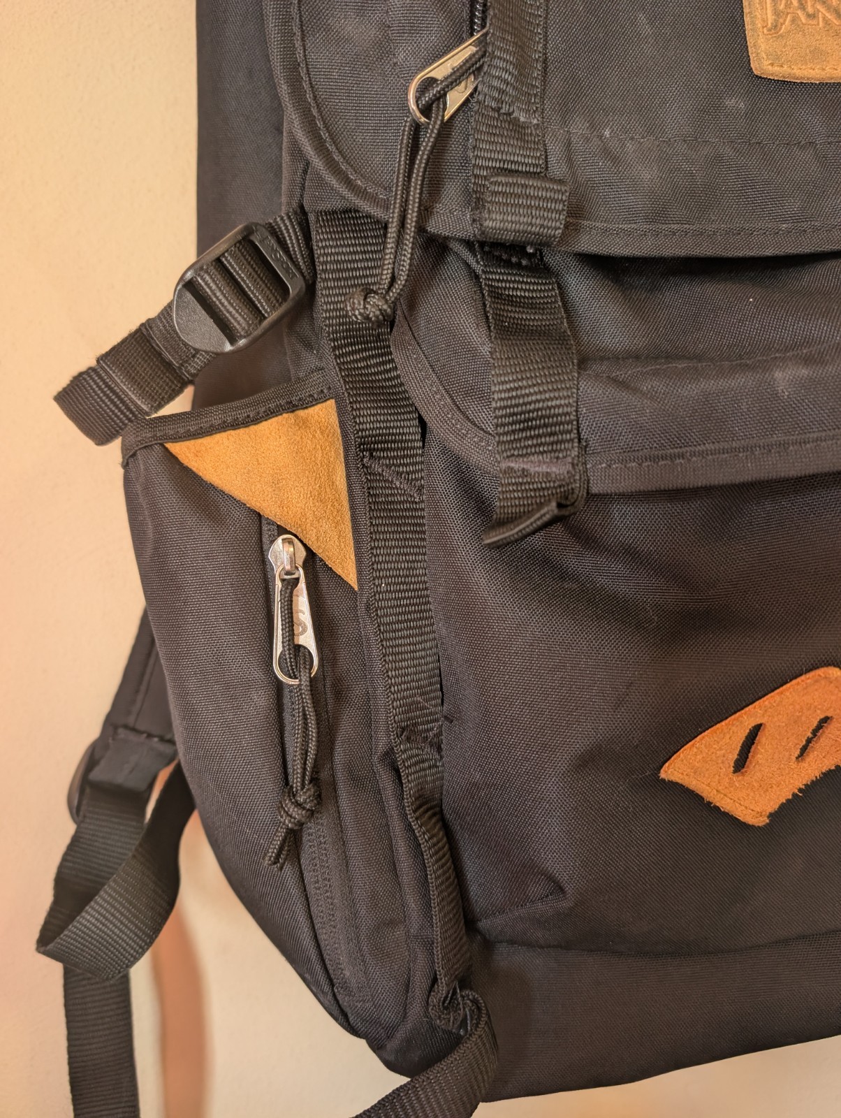 Jansport Hatchet Backpack Solid Black Canvas Padd… - image 3