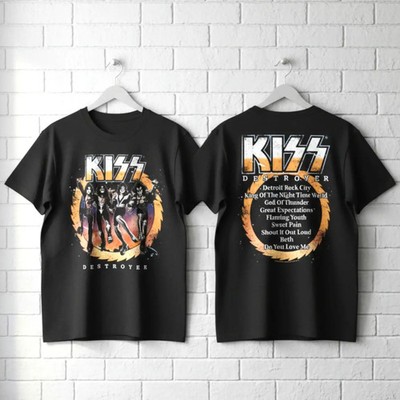 Kiss Destroyer Album Tracklist Men's T Shirt Rock Band Concert Tour Merch