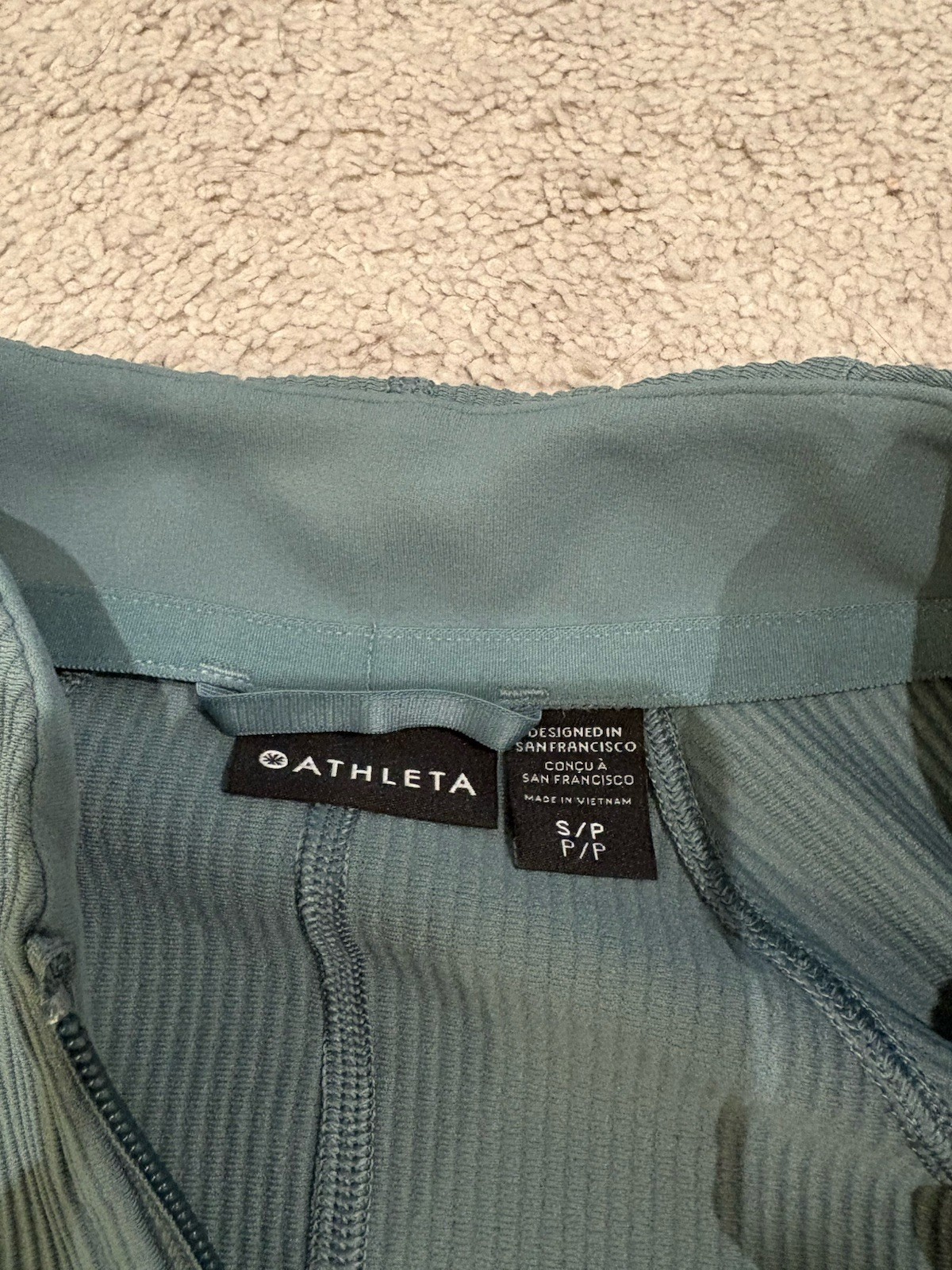 Athleta Teal Ribbed Salutation Jacket Petite Small - image 3