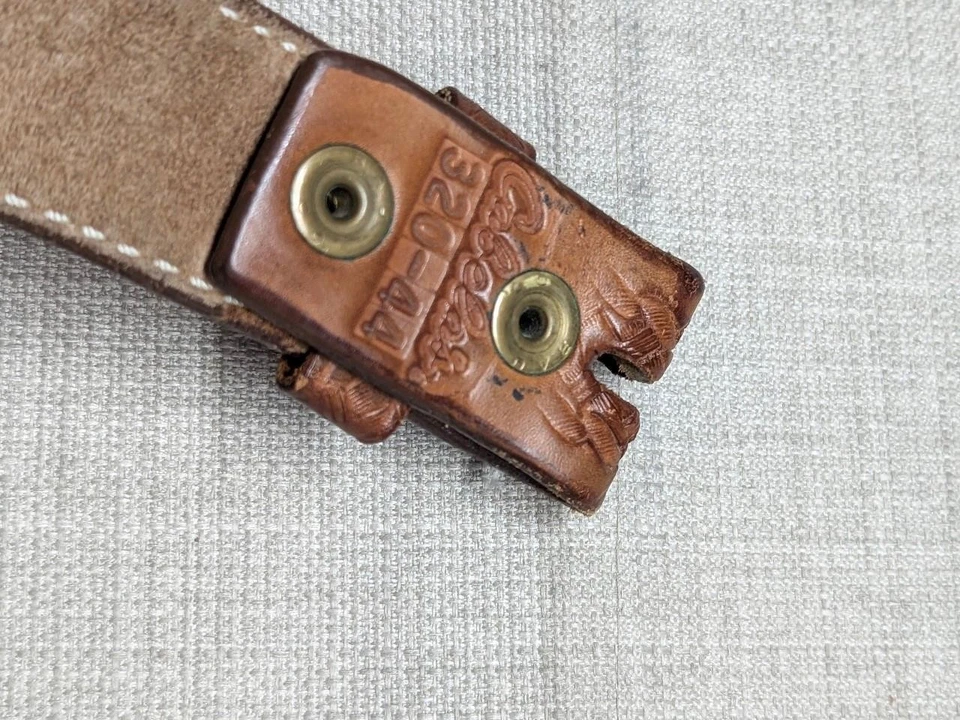 Cinturón hebilla vintage TOOLED WESTERN cuero de vaca 44 marrón CABELAS dinero cremallera Foto 2 de 4