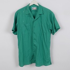 Vintage Islander Hawaiian Camp Button Up Shirt 70s Men's Green Medium Beach