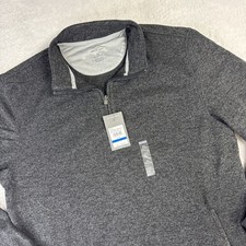 Van Heusen Sweater Fleece 1/4 Zip Mens XL Regular Fit Long Sleeve Black NWT 70