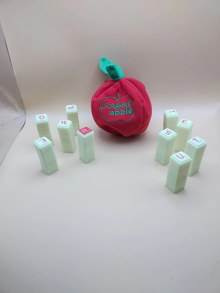 Scrabble Apple Word Game Crossword Tiles by Hasbro Parker Brothers Cloth Apple - Image 2 of 4