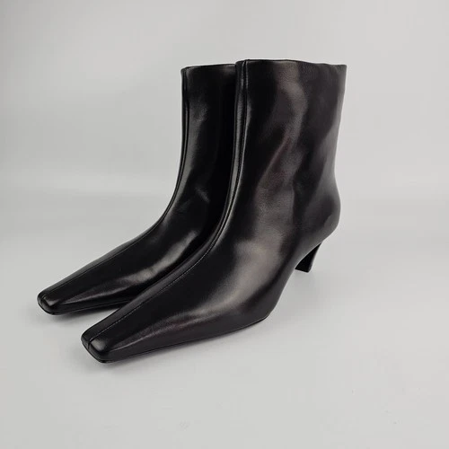 KHAITE Arizona Black Leather 50mm Ankle Boots New And Authentic