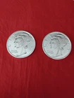 Lot of 2 Mercury Dime Design 1 Troy oz .999 Fine Silver Rounds Total 2 oz