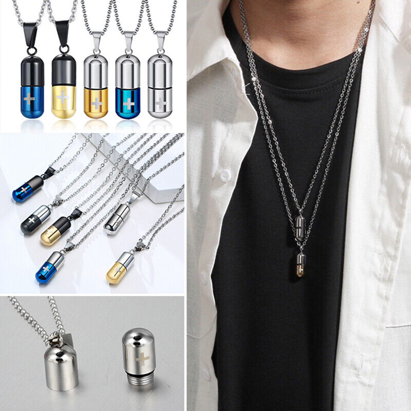 Necklace Perfume Bottle Necklace Wholesale Men's Pendant Stainless Steel  Bullet Necklace 