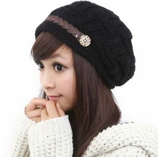 Women's Bubble Knit Slouchy Beanie – Oversized Baggy Winter Ski Cap